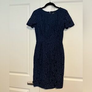 Lulu's Midnight Blue Floral Lace Mini Dress